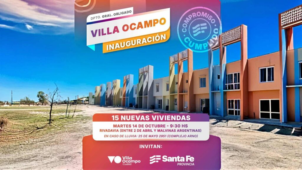 ESTE MARTES SE LLEVARA A CABO LA INAUGURACIÓN DE 15 NUEVAS VIVIENDAS EN VILLA OCAMPO